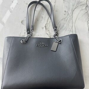Coach Charcoal Leather Tote